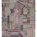 Anadolu Patchwork Bej Renk Pamuk Üzerine Yün El Dokuma Kilim-202x302