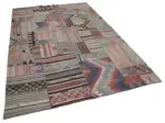 Anadolu Patchwork Bej Renk Pamuk Üzerine Yün El Dokuma Kilim-202x302 - Görsel 2