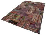 Anadolu Patchwork Multi Renk Pamuk Üzerine Yün El Dokuma Kilim-202x301 - Görsel 3