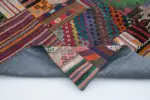 Anadolu Patchwork Multi Renk Pamuk Üzerine Yün El Dokuma Kilim-202x301 - Görsel 5