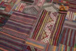 Anadolu Patchwork Multi Renk Pamuk Üzerine Yün El Dokuma Kilim-202x301 - Görsel 6