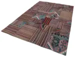 Anadolu Patchwork Multi Renk Pamuk Üzerine Yün El Dokuma Kilim-201x301 - Görsel 3
