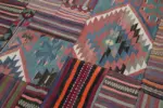 Anadolu Patchwork Multi Renk Pamuk Üzerine Yün El Dokuma Kilim-201x301 - Görsel 6