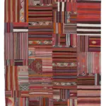 Anadolu Patchwork Multi Renk Pamuk Üzerine Yün El Dokuma Kilim-201x301