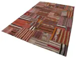 Anadolu Patchwork Multi Renk Pamuk Üzerine Yün El Dokuma Kilim-201x301 - Görsel 3