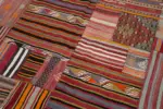 Anadolu Patchwork Multi Renk Pamuk Üzerine Yün El Dokuma Kilim-201x301 - Görsel 6