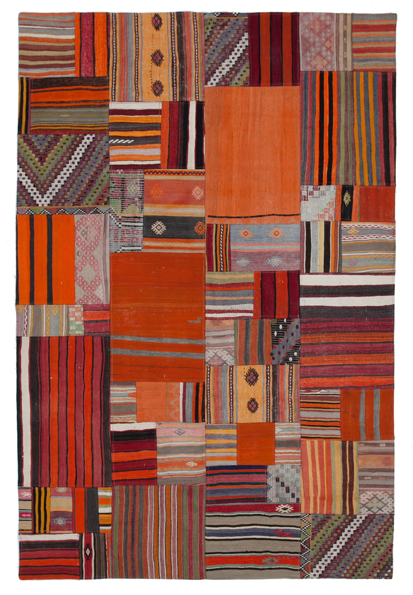 Rc_30502_1_Multicolor_Oriental_Kilim_Patchwork_Rugs Anadolu Patchwork Multi Renk Pamuk Üzerine Yün El Dokuma Kilim-201x300 - Görsel 1
