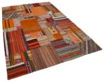Anadolu Patchwork Multi Renk Pamuk Üzerine Yün El Dokuma Kilim-201x300 - Görsel 2
