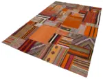 Anadolu Patchwork Multi Renk Pamuk Üzerine Yün El Dokuma Kilim-201x300 - Görsel 3