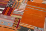 Anadolu Patchwork Multi Renk Pamuk Üzerine Yün El Dokuma Kilim-201x300 - Görsel 6