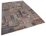 Anadolu Patchwork Multi Renk Pamuk Üzerine Yün El Dokuma Kilim-202x302 - Görsel 2