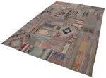 Anadolu Patchwork Multi Renk Pamuk Üzerine Yün El Dokuma Kilim-202x302 - Görsel 3