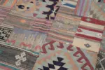 Anadolu Patchwork Multi Renk Pamuk Üzerine Yün El Dokuma Kilim-202x302 - Görsel 6