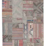 Anadolu Patchwork Bej Renk Pamuk Üzerine Yün El Dokuma Kilim-201x302