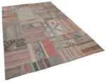 Anadolu Patchwork Bej Renk Pamuk Üzerine Yün El Dokuma Kilim-201x302 - Görsel 2