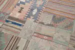 Anadolu Patchwork Bej Renk Pamuk Üzerine Yün El Dokuma Kilim-201x302 - Görsel 6