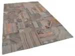 Anadolu Patchwork Bej Renk Pamuk Üzerine Yün El Dokuma Kilim-202x300 - Görsel 2