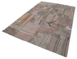 Anadolu Patchwork Bej Renk Pamuk Üzerine Yün El Dokuma Kilim-202x300 - Görsel 3