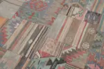 Anadolu Patchwork Bej Renk Pamuk Üzerine Yün El Dokuma Kilim-202x300 - Görsel 6