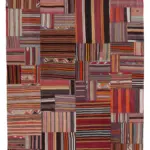 Anadolu Patchwork Turuncu Renk Pamuk Üzerine Yün El Dokuma Kilim-201x300