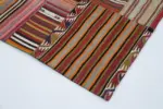 Anadolu Patchwork Turuncu Renk Pamuk Üzerine Yün El Dokuma Kilim-201x300 - Görsel 4