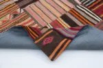 Anadolu Patchwork Turuncu Renk Pamuk Üzerine Yün El Dokuma Kilim-201x300 - Görsel 5