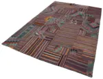 Anadolu Patchwork Multi Renk Pamuk Üzerine Yün El Dokuma Kilim-200x300 - Görsel 3