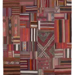 Anadolu Patchwork Multi Renk Pamuk Üzerine Yün El Dokuma Kilim-202x300