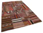 Anadolu Patchwork Multi Renk Pamuk Üzerine Yün El Dokuma Kilim-202x300 - Görsel 2