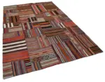Anadolu Patchwork Multi Renk Pamuk Üzerine Yün El Dokuma Kilim-201x300 - Görsel 2