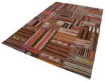 Anadolu Patchwork Multi Renk Pamuk Üzerine Yün El Dokuma Kilim-201x300 - Görsel 3