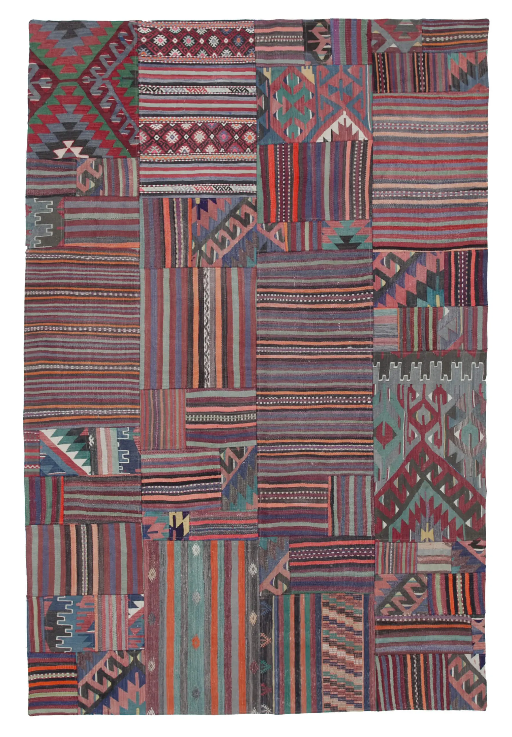 Rc_30529_1_Multicolor_Oriental_Kilim_Patchwork_Rugs Anadolu Patchwork Multi Renk Pamuk Üzerine Yün El Dokuma Kilim-200x301 - Görsel 1
