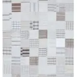 İnce Bez Patchwork Beyaz Pamuk Üzerine Yün El Dokuma Kilim-244x302
