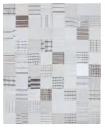İnce Bez Patchwork Beyaz Pamuk Üzerine Yün El Dokuma Kilim-244x302