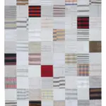 İnce Bez Patchwork Beyaz Pamuk Üzerine Yün El Dokuma Kilim-246x303