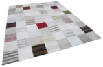 İnce Bez Patchwork Beyaz Pamuk Üzerine Yün El Dokuma Kilim-246x303 - Görsel 2