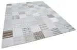 İnce Bez Patchwork Beyaz Pamuk Üzerine Yün El Dokuma Kilim-245x304 - Görsel 2