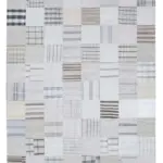 İnce Bez Patchwork Beyaz Pamuk Üzerine Yün El Dokuma Kilim-245x304
