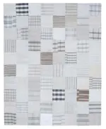 İnce Bez Patchwork Multi Pamuk Üzerine Yün El Dokuma Kilim-243x305