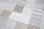 İnce Bez Patchwork Beyaz Pamuk Üzerine Yün El Dokuma Kilim-245x302 - Görsel 6