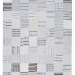 İnce Bez Patchwork Beyaz Pamuk Üzerine Yün El Dokuma Kilim-245x304