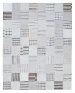 İnce Bez Patchwork Beyaz Pamuk Üzerine Yün El Dokuma Kilim-245x304