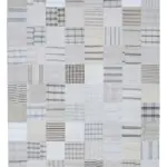 İnce Bez Patchwork Beyaz Pamuk Üzerine Yün El Dokuma Kilim-244x304