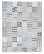 İnce Bez Patchwork Beyaz Pamuk Üzerine Yün El Dokuma Kilim-244x304