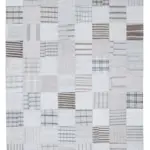 İnce Bez Patchwork Beyaz Pamuk Üzerine Yün El Dokuma Kilim-245x304