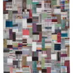 Chaput Patchwork Multi Renk Pamuk Üzerine Yün El Dokuma Kilim-256x350