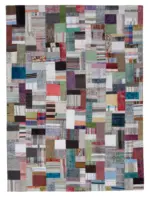 Chaput Patchwork Multi Renk Pamuk Üzerine Yün El Dokuma Kilim-256x350