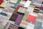 Chaput Patchwork Multi Renk Pamuk Üzerine Yün El Dokuma Kilim-256x350 - Görsel 6