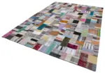 Chaput Patchwork Multi Renk Pamuk Üzerine Yün El Dokuma Kilim-255x350 - Görsel 3