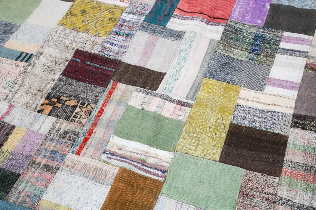 Chaput Patchwork Multi Renk Pamuk Üzerine Yün El Dokuma Kilim-253x349 - Görsel 6